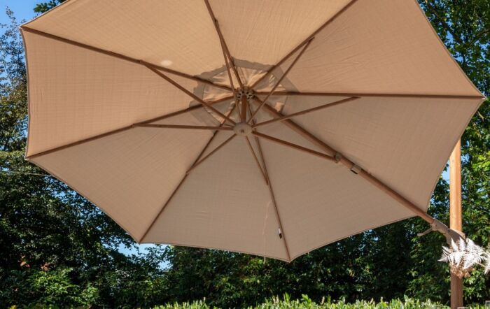 4 Seasons Outdoor Siesta 3.5m Woodlook Parasol with 125kg Granite Base in Sand-08683-8528N-08456