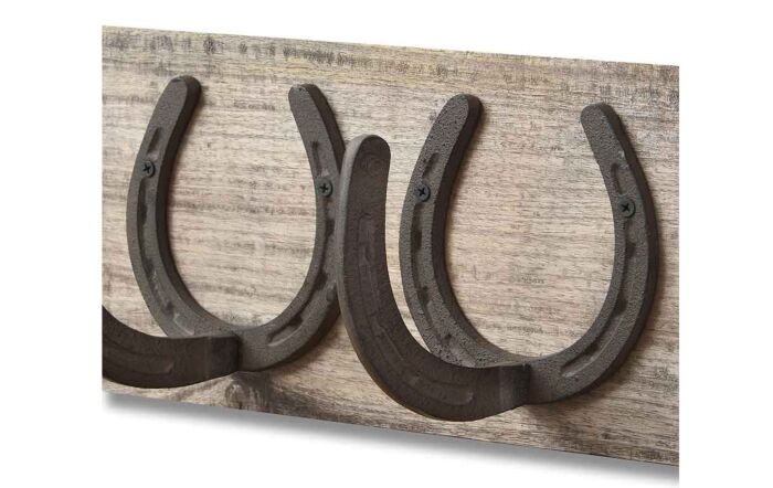 Hill Interiors 6 Horse Shoe Hooks On Dark Wood-16276