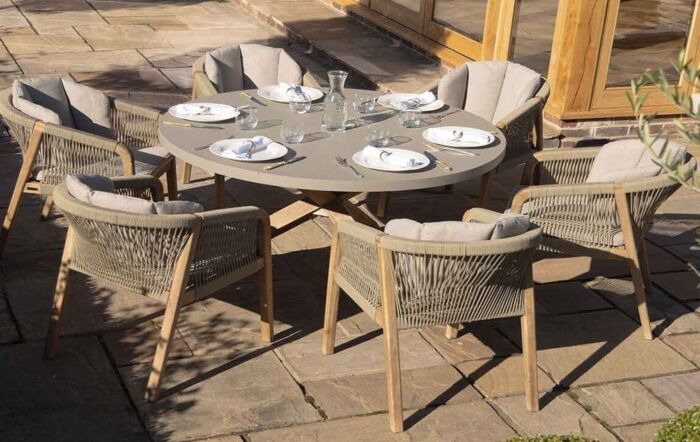 Maze Martinique Rope 6 Seat Round Dining Set-MART-6SRDS-LB