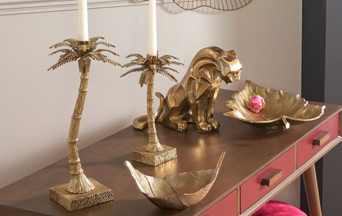 Pacific Lifestyle Shiny Gold Metal Jaguar Statue-70-640 GO