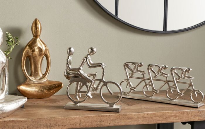 Pacific Lifestyle Shiny Silver Triple Cyclist Ornament-70-642