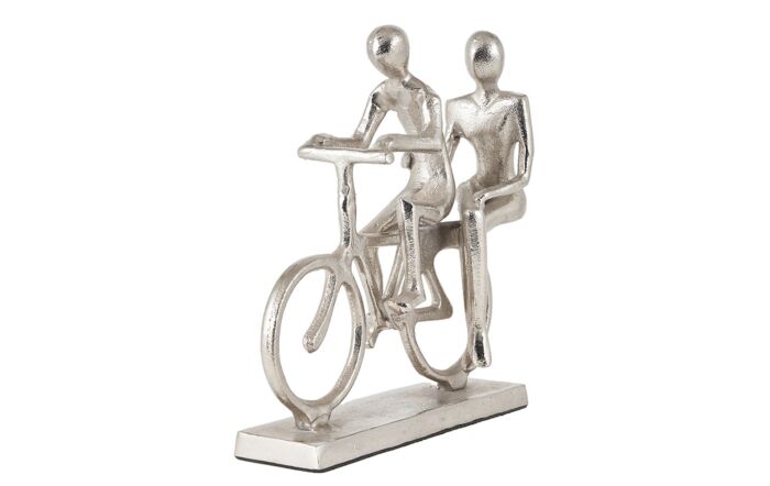 Pacific Lifestyle Shiny Silver Double Cyclist Ornament