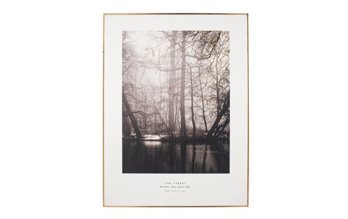 Pacific Lifestyle Mono Waterside Tree Print With Gold Detail And Black Frame