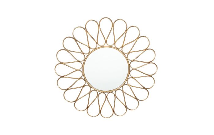 Pacific Lifestyle Antique Gold Metal Petal Design Round Wall Mirror-73-065