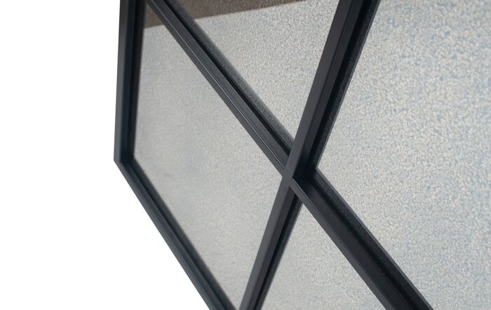 Pacific Lifestyle Matt Black Metal 9 Pane Mirror With Foxed Glass-73-087 1