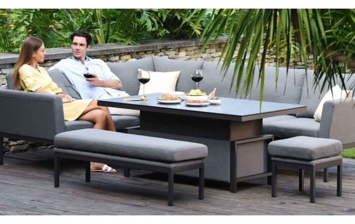 Maze Pulse Rectangular Corner Dining Set with Adjustable Table - Flanelle -FB-PUL-RCD-FL-1