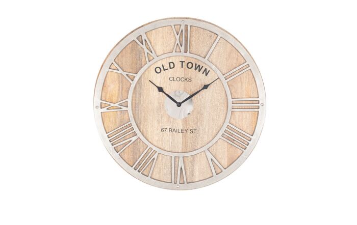 Pacific Lifestyle Raw Nickel & Mango Wood Round Wall Clock