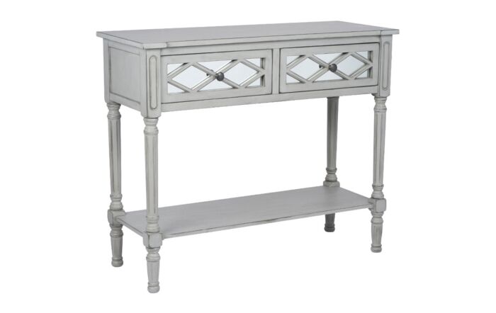 Pacific Lifestyle Dove Grey Mirrored Pine Wood Console Table