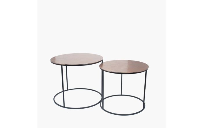 Pacific Lifestyle S/2 Panaji Black Iron and Gold Aluminium Round Tables-76-397