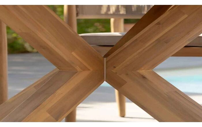 Maze Porto Rope 6 Seat Round Dining Set - Light Brown-PORTO-6SRDS-SS