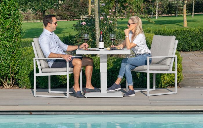 Maze Amalfi 3 Piece Aluminium Bistro Set with Rising Table - White-ALU-A-409015