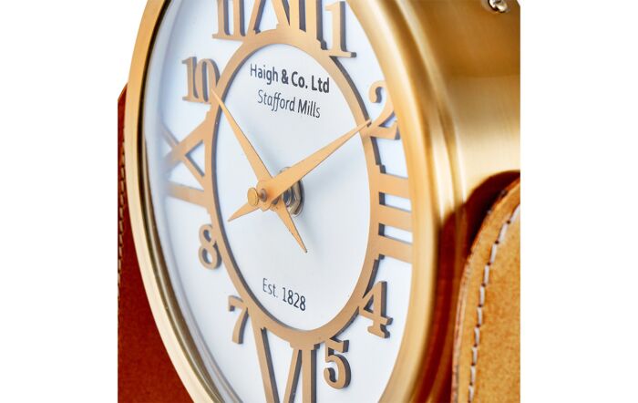 Pacific Lifestye Tan Leather And Antique Brass Table Desk Clock-75-223-AB 1