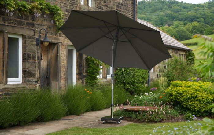 Pacific Lifestyle Riva 2.5m Anthracite Parasol & 40kg Wheeled Base-18-118-GY&18-123
