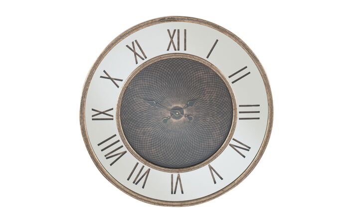 Pacific Lifestyle Antique Gold Wood & Mirror Geo Print Wall Clock