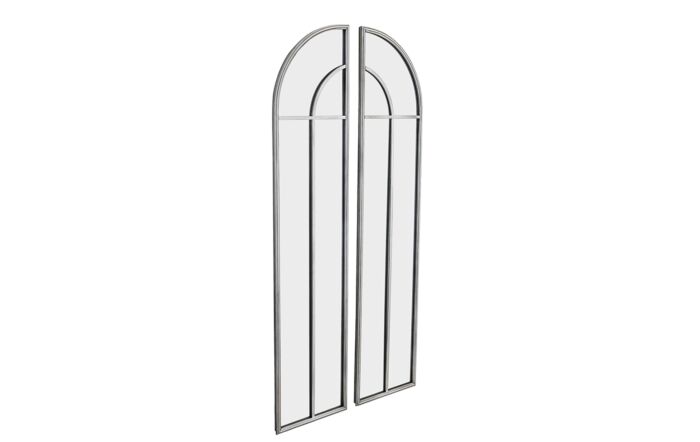 Hill Interiors Antique Silver Arch Window Mirror Set