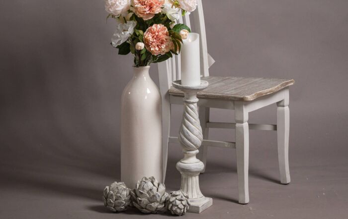 Hill Interiors Antique White Large Twisted Candle Column-21213