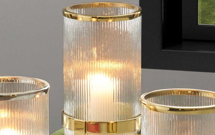 Pacific Lifestyle Gold Metal and Clear Textured Glass Tall Hurricane-70-615-GO-L 1