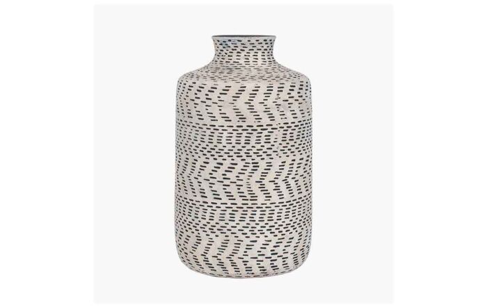 Pacific Lifestyle Atouk Textured Natural And Black Stoneware Vase 