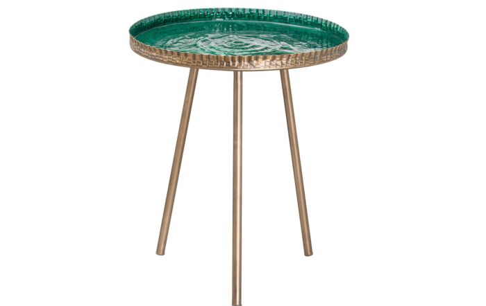 Hill Interiors Aztec Collection Brass Embossed Ceramic Dipped Side Table