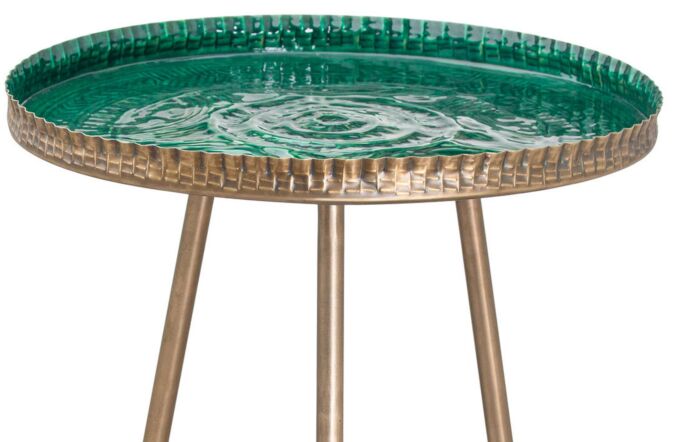 Hill Interiors Aztec Collection Brass Embossed Ceramic Dipped Side Table-21083