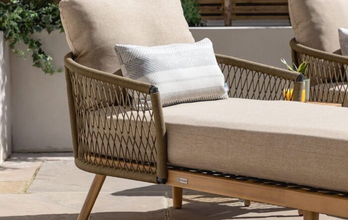 Maze Bali Double Sunlounger Set With Side Table-BALI-2SL-GR-OT