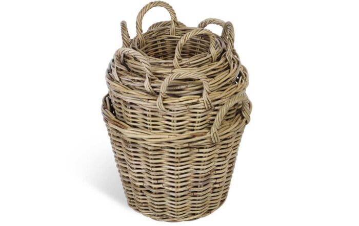 Set of 5 Rattan Log Baskets-41140