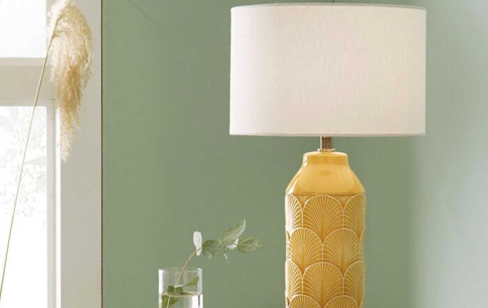 Pacific Lifestyle Bethan Embossed Mustard Ceramic Table Lamp