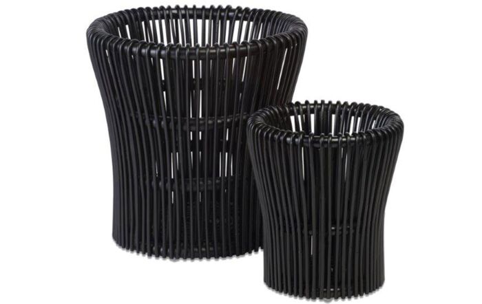 Set of 2 Rattan Plant Baskets-Black-41136-Black