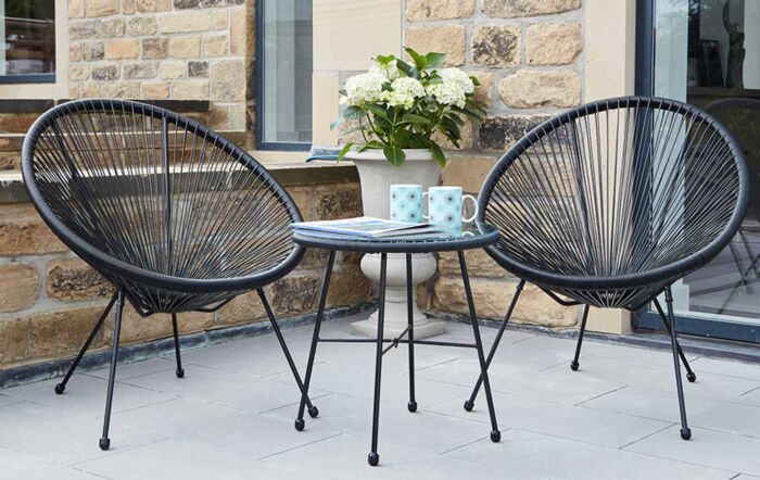Pacific Lifestyle Rio 3 Piece Garden Bistro Table & Chairs Set - Black