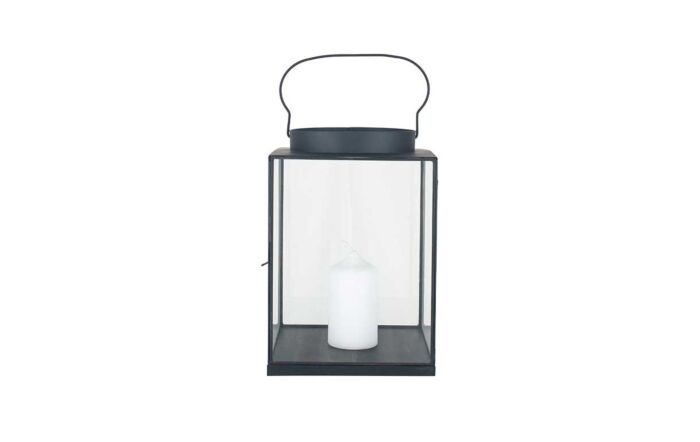 Pacific Lifestyle Matt Black Metal and Glass Small Square Lantern-70-629-MB-S