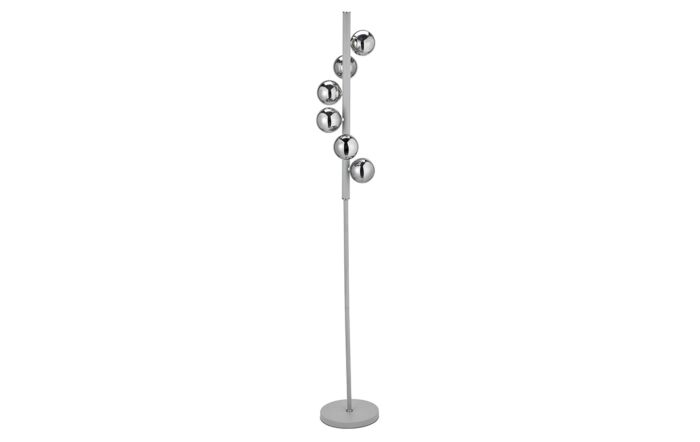 Pacific Lifestyle Blair Smoke Glass Ball and Grey Metal Floor Lamp