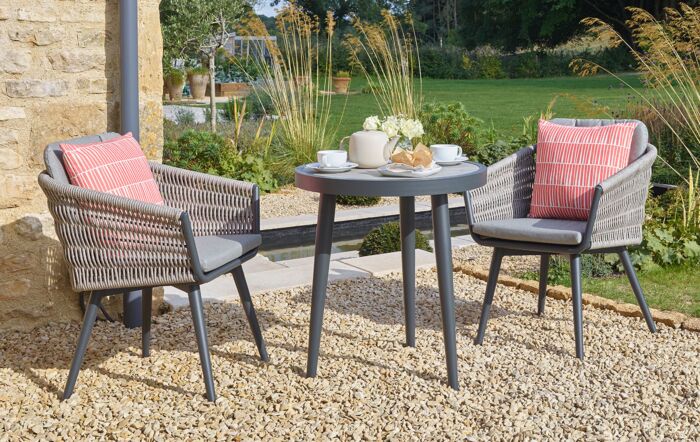 Bramblecrest Mauritius Round Garden Bistro Set - Grey