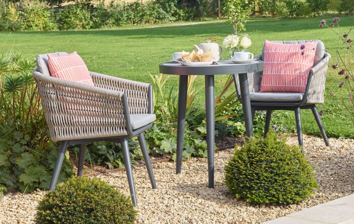 Bramblecrest Mauritius Round Garden Bistro Set - Grey-X23AMA65RT