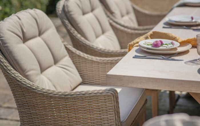 Bramblecrest Monterey Deluxe Vogue Rattan 6 Seat Rectangle Dining Set - Sandstone-X25MT01