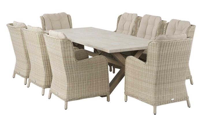 Bramblecrest Chedworth Eight Seater Rectangle Garden Dining Set - Sandstone-X21WCW240RT1
