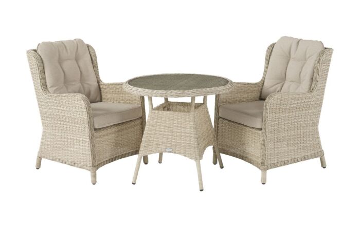 Bramblecrest Chedworth Rattan Bistro Set - Sandstone-X21WCW80RD1-2