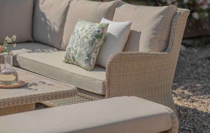 Bramblecrest Chedworth Reclining Square Sofa with Ceramic Adjustable Table & 2 Benches - Sandstone-X21WCWSQCDS4JR