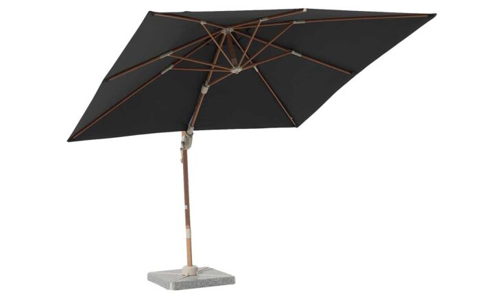 Bramblecrest Lichfield 2.7m Square Wood Effect Cantilever Parasol with Granite Base & Protective Cover - Grey-5051776240768