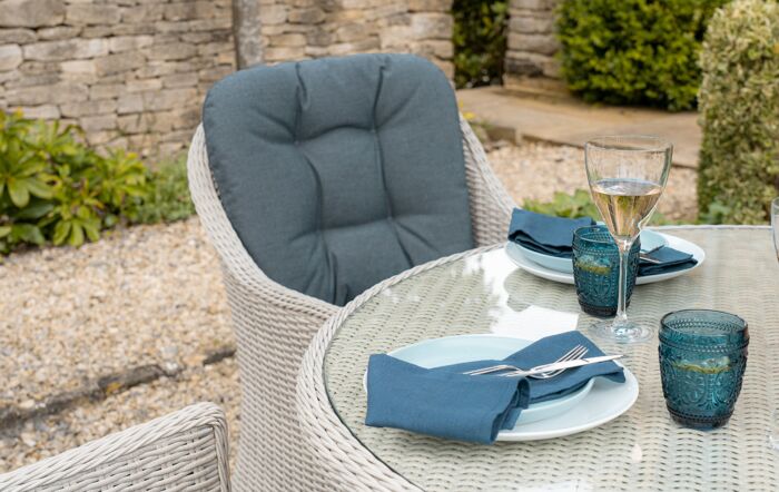 Bramblecrest Monterey 4 Seater Round Dining Set with Parasol - Grey-X21WMO120RD1