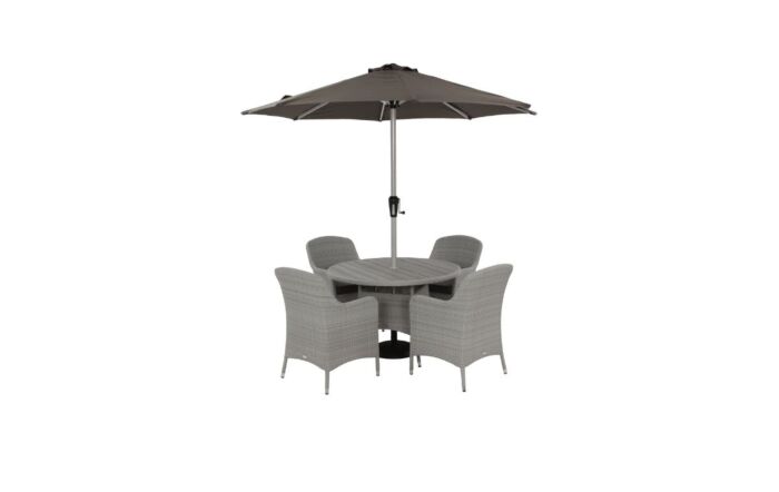Bramblecrest Tetbury 4 Seat Round Dining Set - Graphite-X26TYGD02