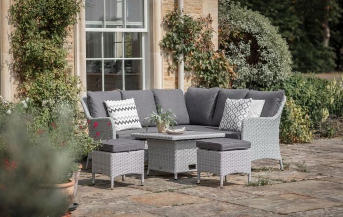 Bramblecrest Tetbury Mini Outdoor Corner Sofa Set with Adjustable Table - Graphite