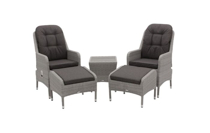 Bramblecrest Tetbury Rattan Garden Recliner Chair Set with Side Table - Graphite-X26TYGS01