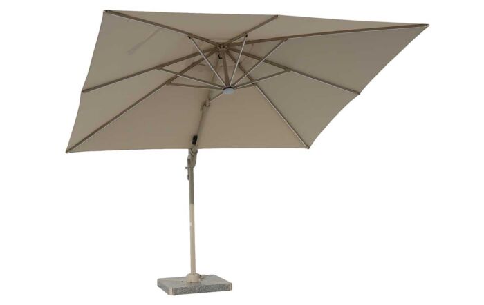 Bramblecrest Truro 3m Square LED Cantilever Parasol with Granite Base and FREE Cover - Mocha-X26SPT03