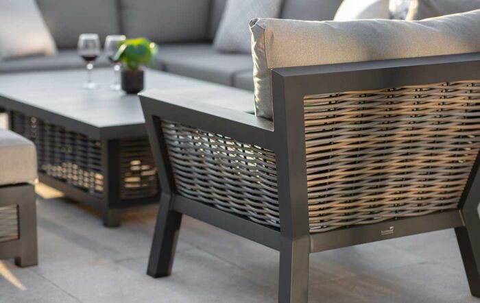 Bramblecrest Tuscan Modular L-Shape Sofa, Large Rectangle Piston Table, Long Bench & Chair-X25TU01