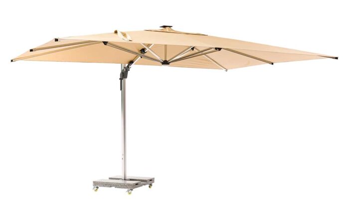 Bramblecrest Worcester 4m x 3m Rectangle Cantilever LED Parasol with Cover - Sand-SPSLP15