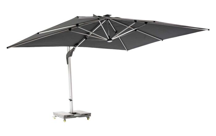 Bramblecrest Worcester 4m x 3m Rectangle Cantilever LED Parasol with Cover - Grey-SPGLP15