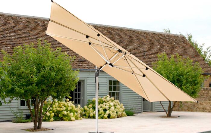 Bramblecrest Worcester 4m x 3m Rectangle Cantilever LED Parasol with Cover - Sand-SPSLP15
