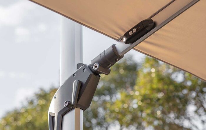 Bramblecrest Worcester 4m x 3m Rectangle Cantilever LED Parasol with Cover - Sand-SPSLP15