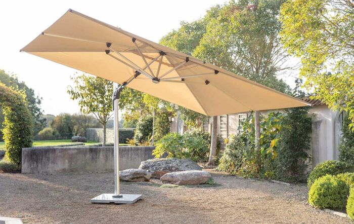 Bramblecrest Worcester 4m x 3m Rectangle Cantilever LED Parasol with Cover - Sand-SPSLP15