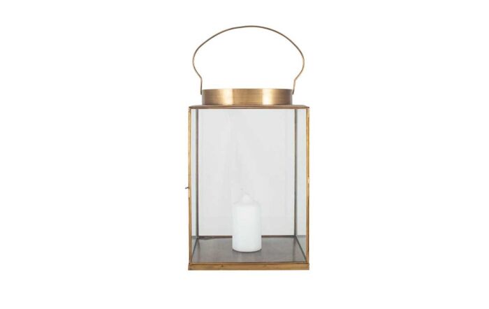 Pacific Lifestyle Antique Brass Metal and Glass Large Square Lantern-70-629-AB-L